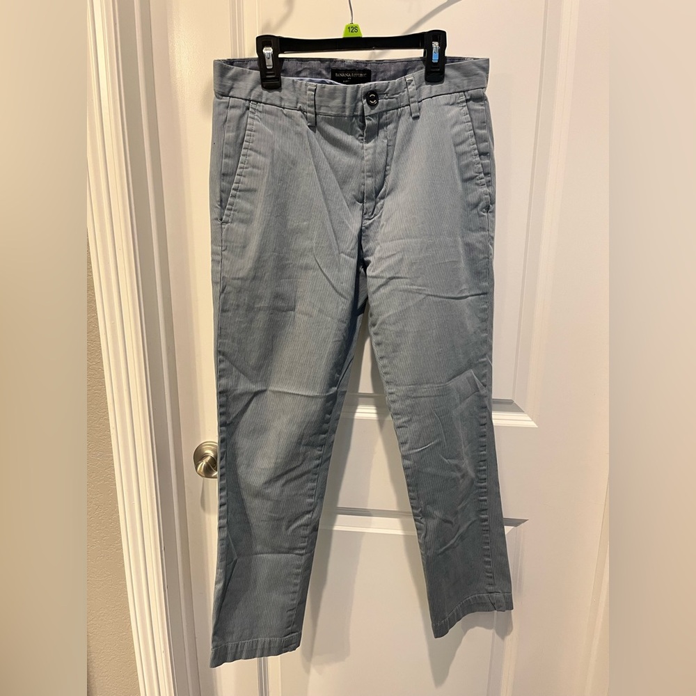 Banana Republic Men”s AIDEN CHINO Blue & White Micro Striped Pants Size 30 X 30
